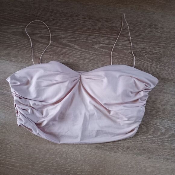 Oh, Polly Ruched Crop Top Strappy Soft Barbie Pink - Picture 8 of 14